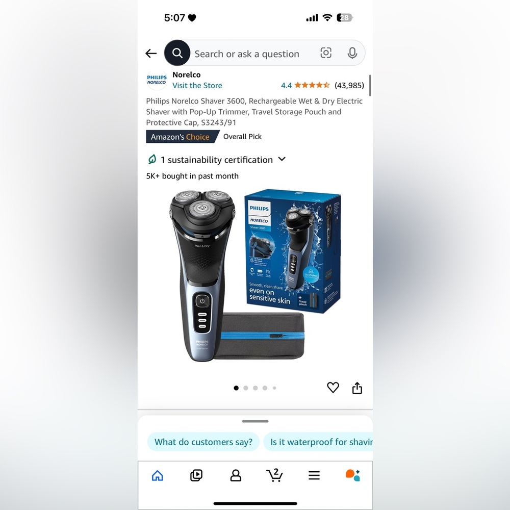 PHILIPS NORELCO SHAVER 3500